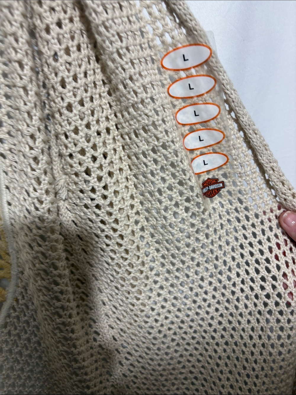 Harley-Davidson Cream Open Weave Fringe Cardigan - Picture 7 of 10